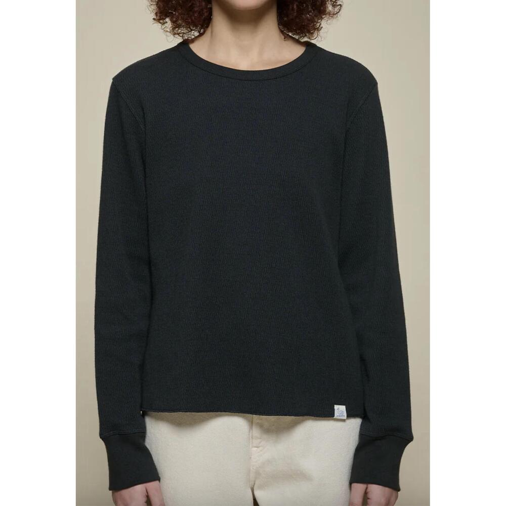NEW MERZ B. SCHWANEN diamond patterned cotton thermal tee in charcoal